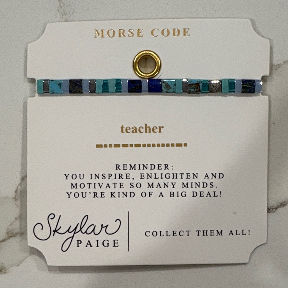 Morse Code Bracelet - Blue and Gold